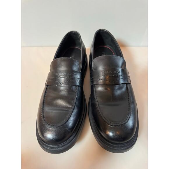 FERRAGAMO Caligola Penny Loafer Black Leather Size 9EE - Picture 8 of 13